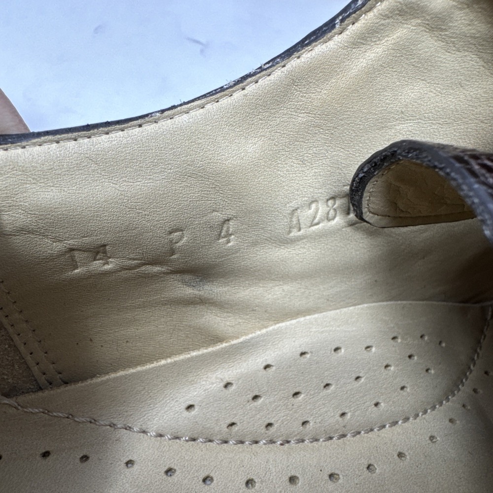 Belvedere Studio Genuine Eel Skin Men's Dress shoes - 14D Brown New In Box!! - Picture 10 of 14